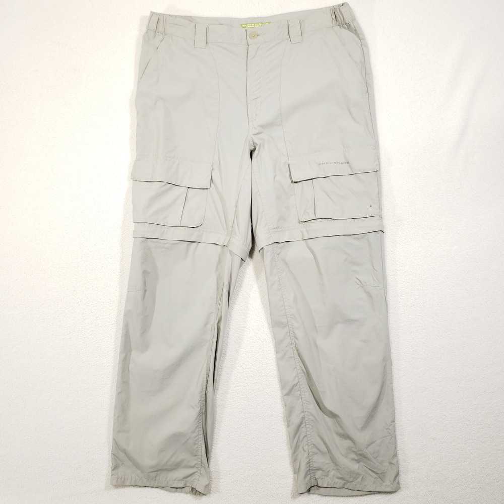 Columbia PFG Blood N Guts Cargo Pants Mens 36x30 Gray Omni-Shield Fishing 01370